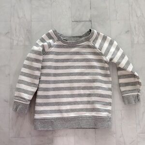 Monica + Andy The Basic Crewneck Sweatshirt in Grey and White Stripe